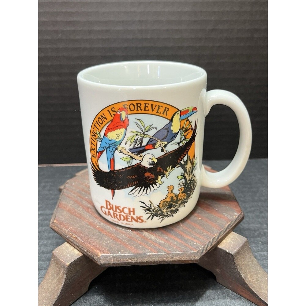 Busch Gardens Tampa FL Extinction is Forever Birds Scene Porcelain Souvenir Mug